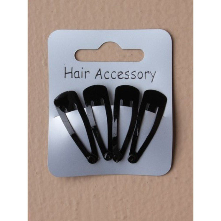 Picture of 4578-Black Enamelled Metal Hair Clips Snap Bendies X4